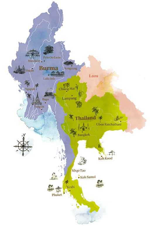 watercolour map of Burma