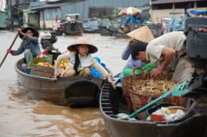 Small floating market stalls