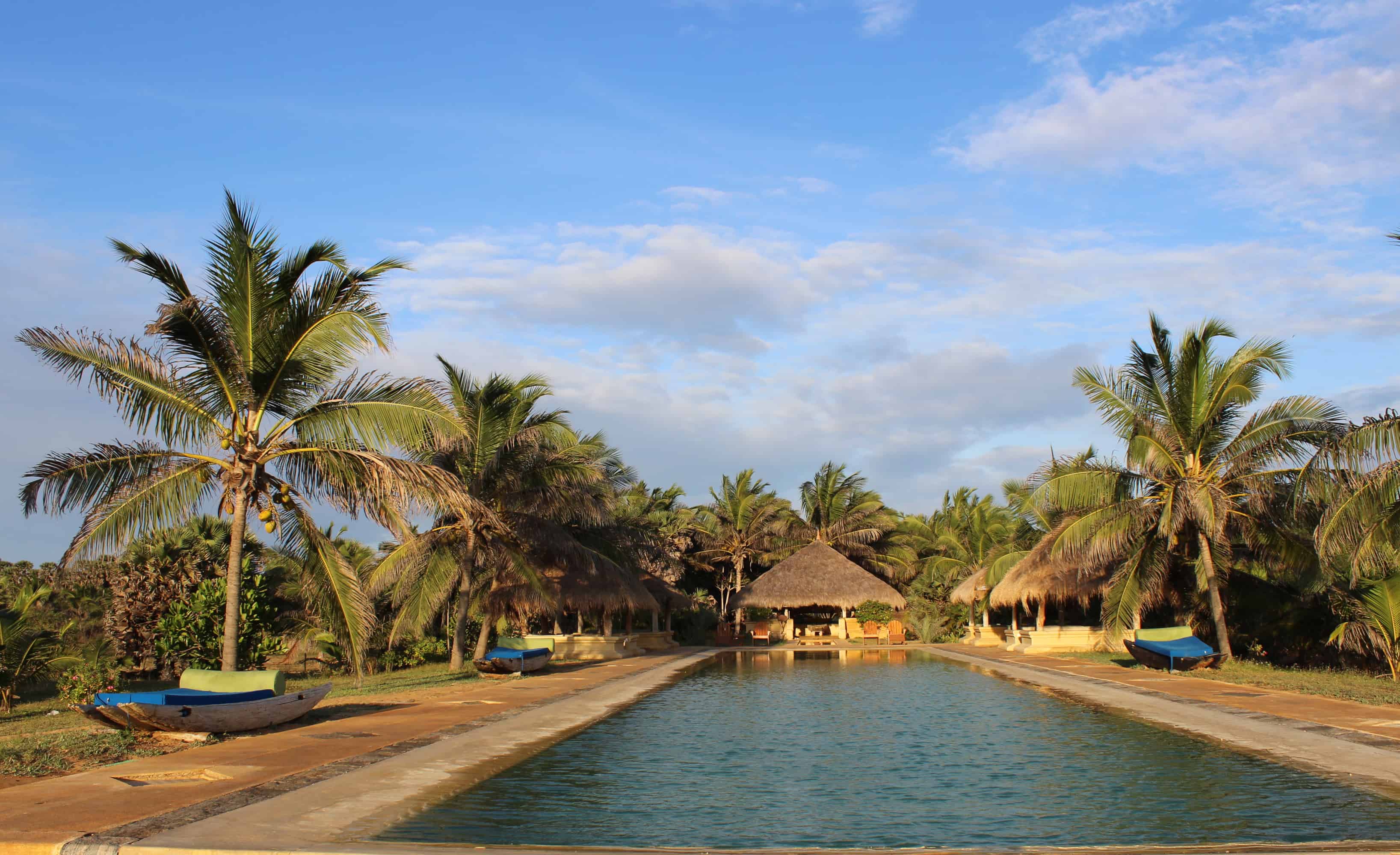 View of the pool at Bar Reef Hotel Kalpitiya west coast Sri Lanka