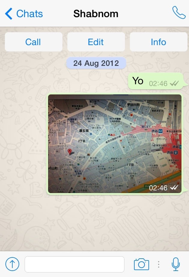 A whatsapp message in action, I sent this map of Kobe, Japan to my friend.
