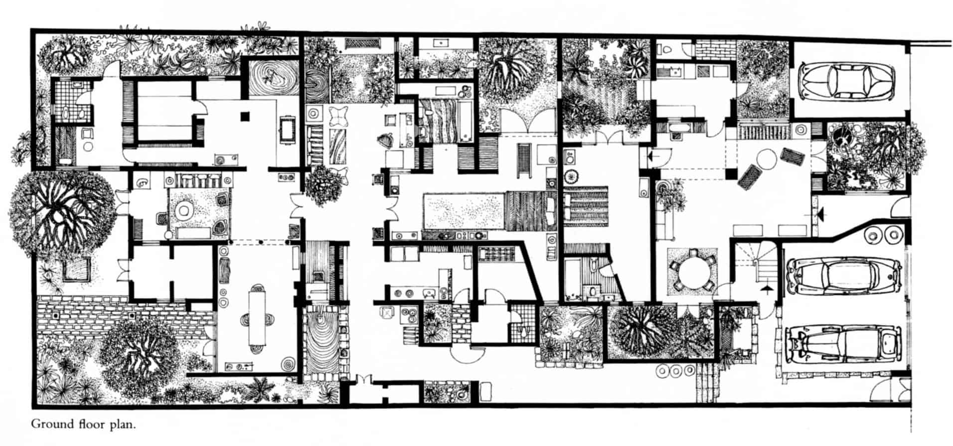A building plan from above of the 33rd Lane Residence on Bagatale Road, 1985
