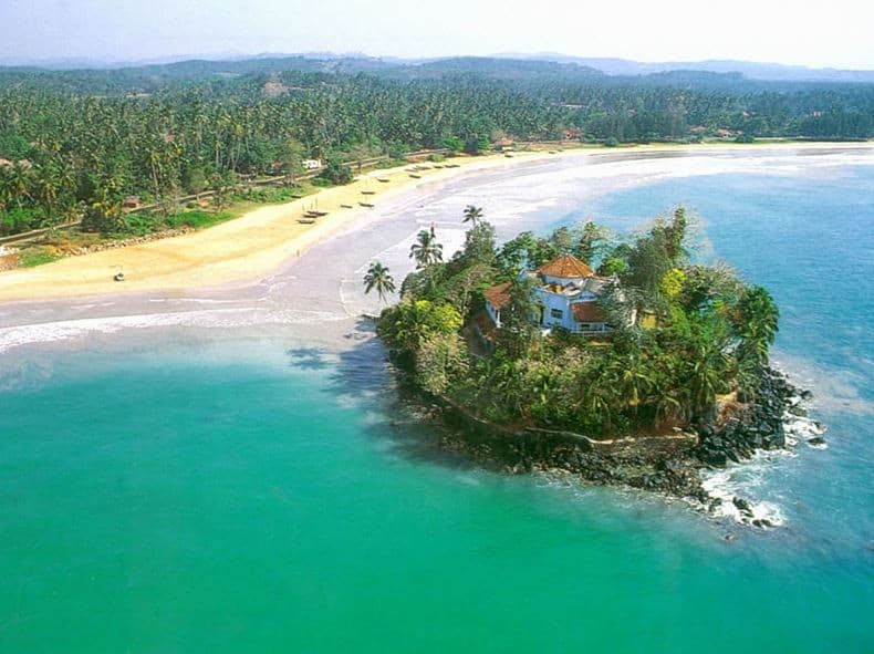 Aerial View of Taprobane Island with the Sri Lankan mainland in the background