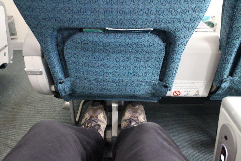 Images showing a large amount of leg room in Vietnam Airlines Premium Economy seat