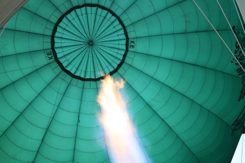 The interior of the top of the hot air balloon