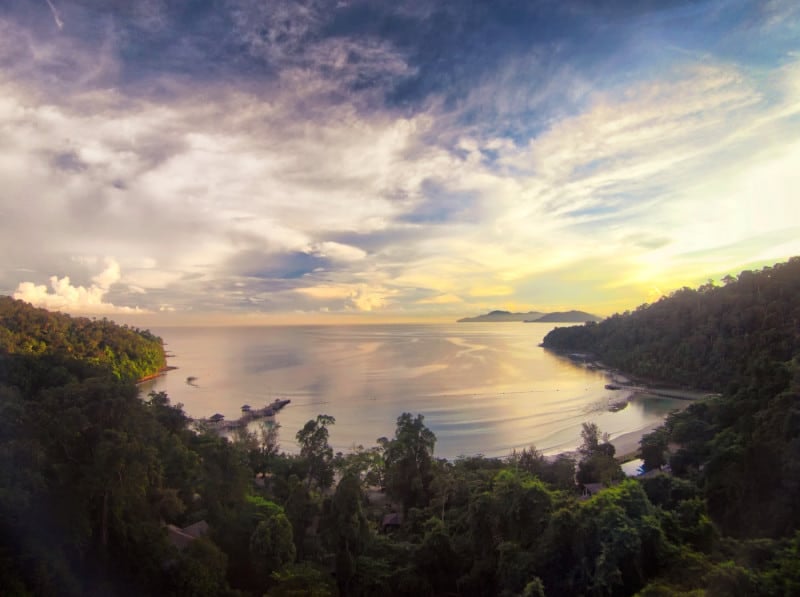 View from the hills of Bungaraya Island Resort on Gaya Island