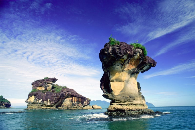 Bako Sea Stack in the south china sea just off Bako National Park