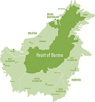 Map of the heart of Borneo