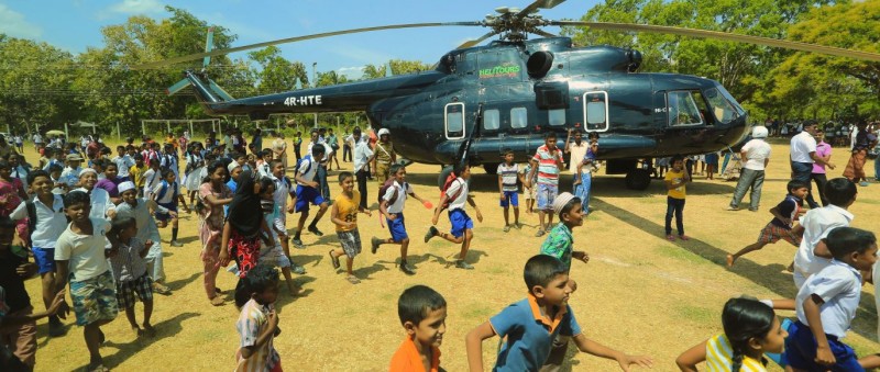 One of the private helicopters Zoe arranged on a previous trip