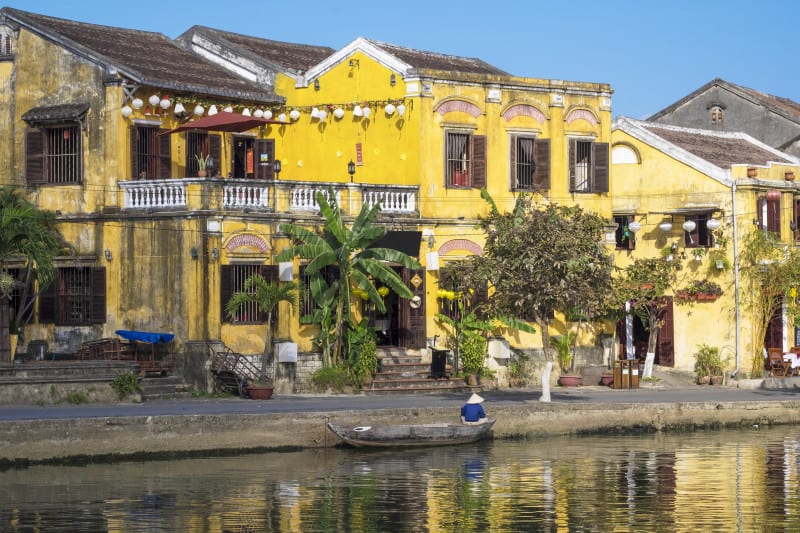 Hoi An colored buildings.