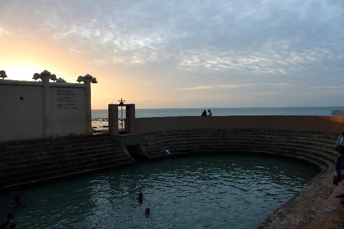 swimming sunset