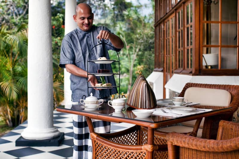 Afternoon tea being served in a hotel in the tea country of sri lanka