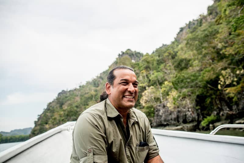 English author, broadcaster, environmental campaigner and botanist David Bellamy tours the rainforest in and around The Datai Resort in Langkawi, Malaysia. The tour was led by The Datai's resident naturalist Irshad Mobarak on January 22nd, 2015. Photo by Justin Mott/Mott Visuals