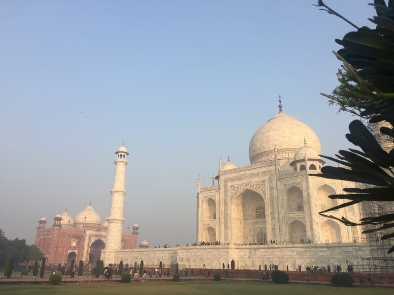 Side view of the Taj Mahal at Sunrise