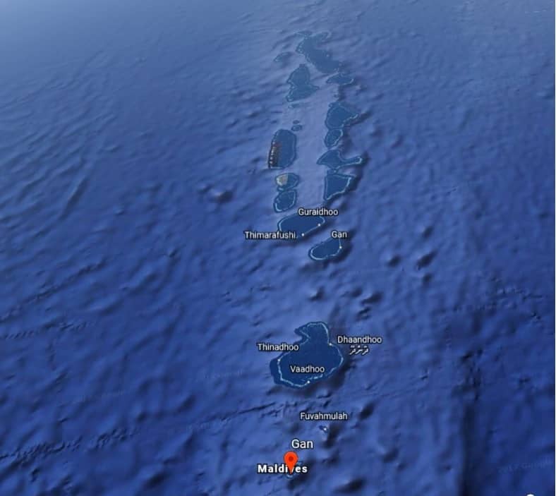 Map of the different atols in the Maldives