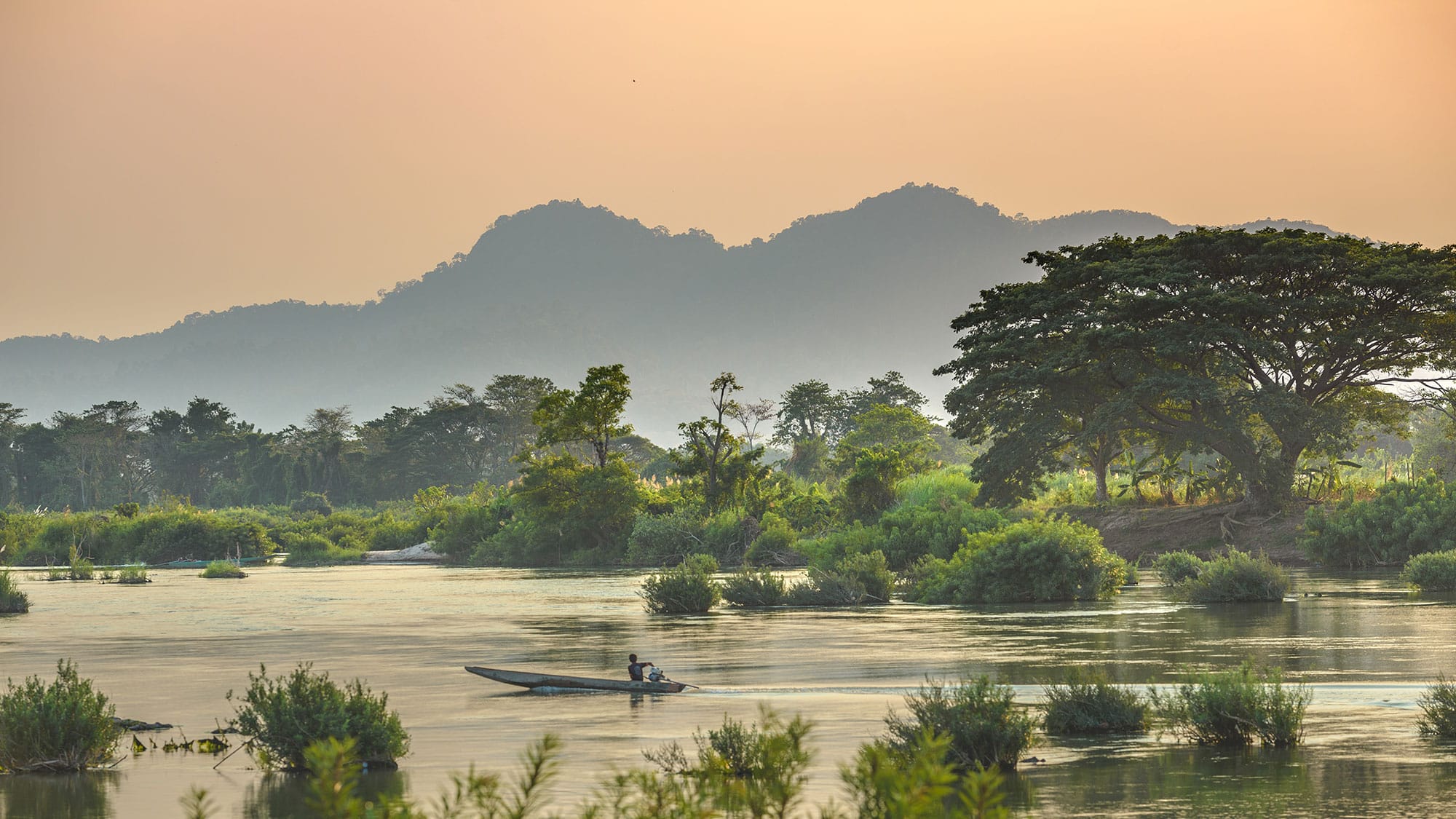 4000 islands river and mountain view in Laos