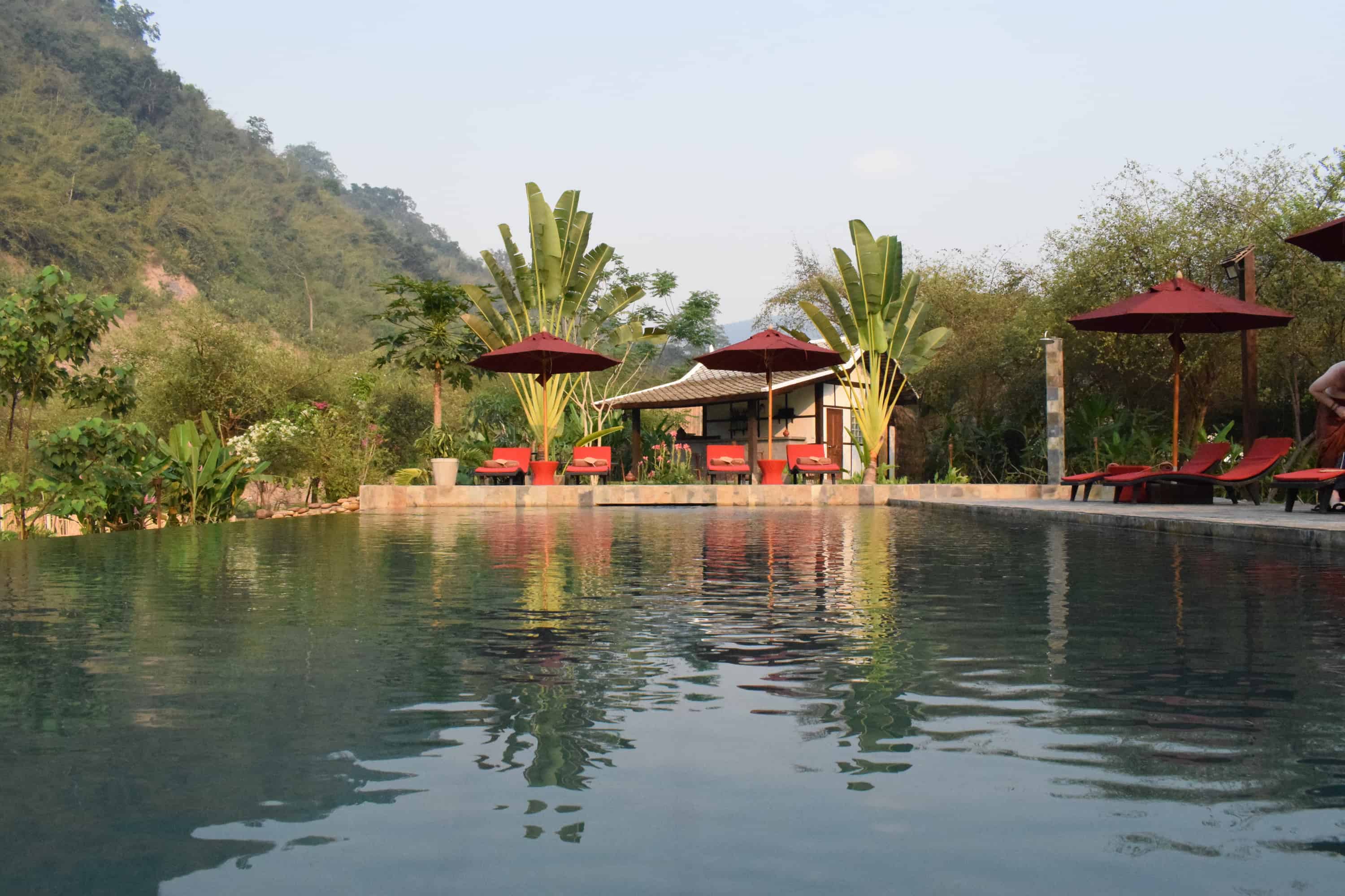 Swimming pool at Muang La Boutique Hotel in Laos