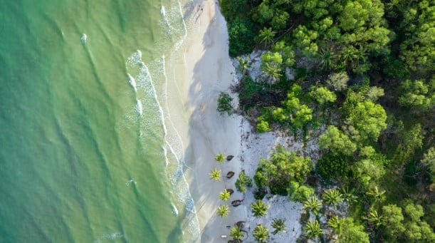 A sky view of the small beach paradise Phu Quoc Vietnam