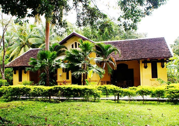 One of the french colonial buildings of Sala Don Khone in southern Laos