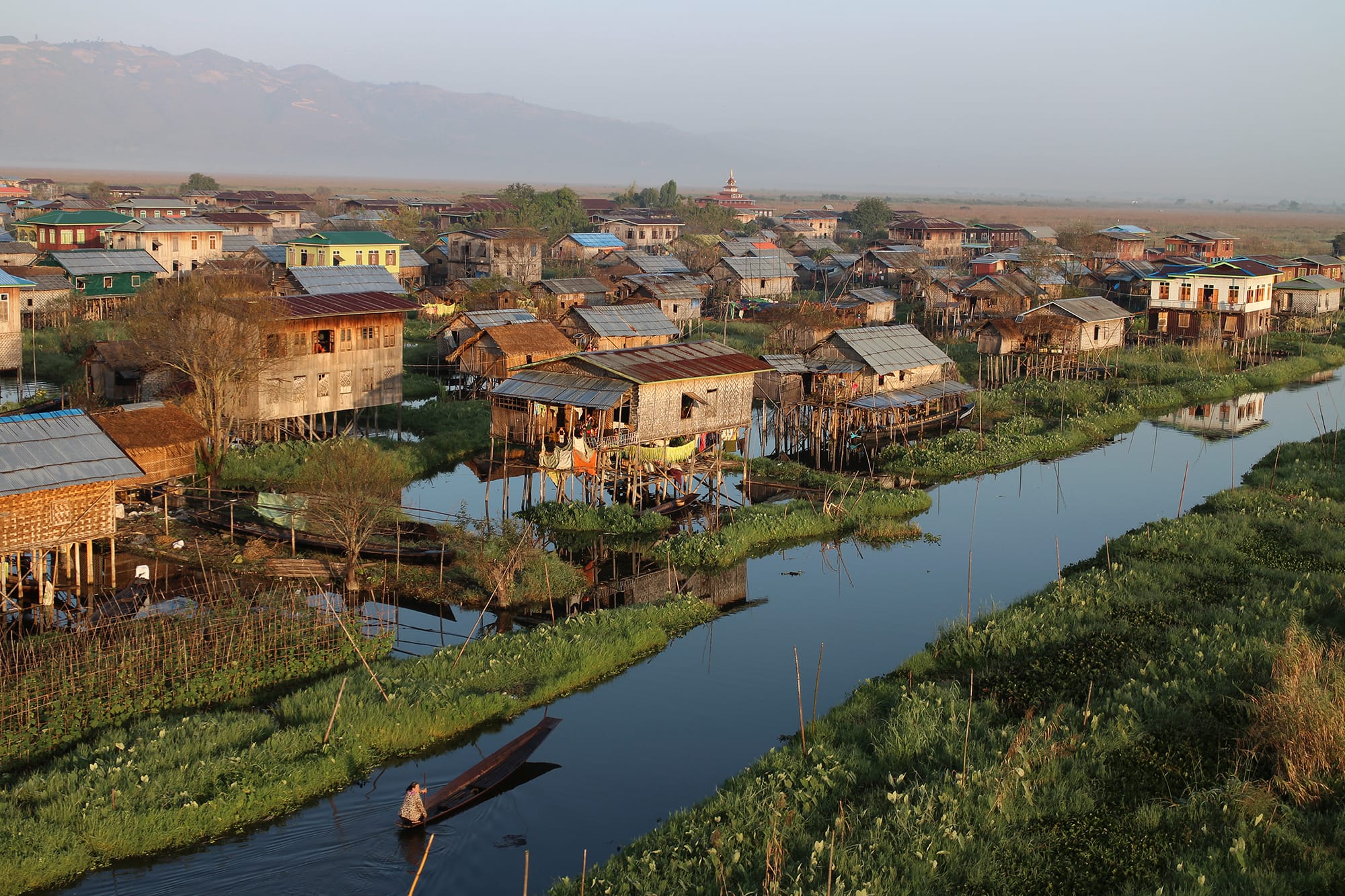 Stilted village on the edge of Inle Lake, Myanmar