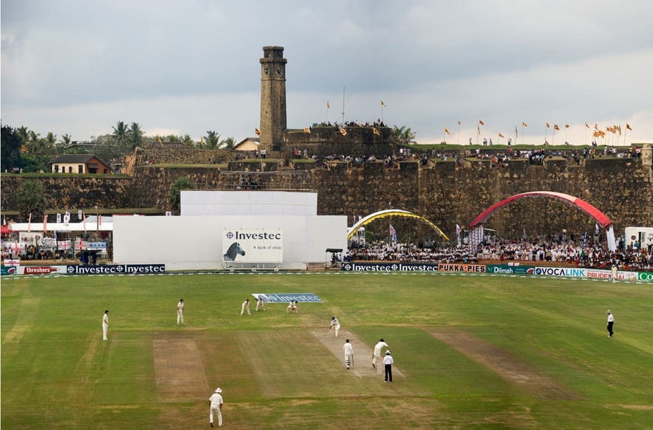 Galle International Stadium and the ramparts of Galle fort