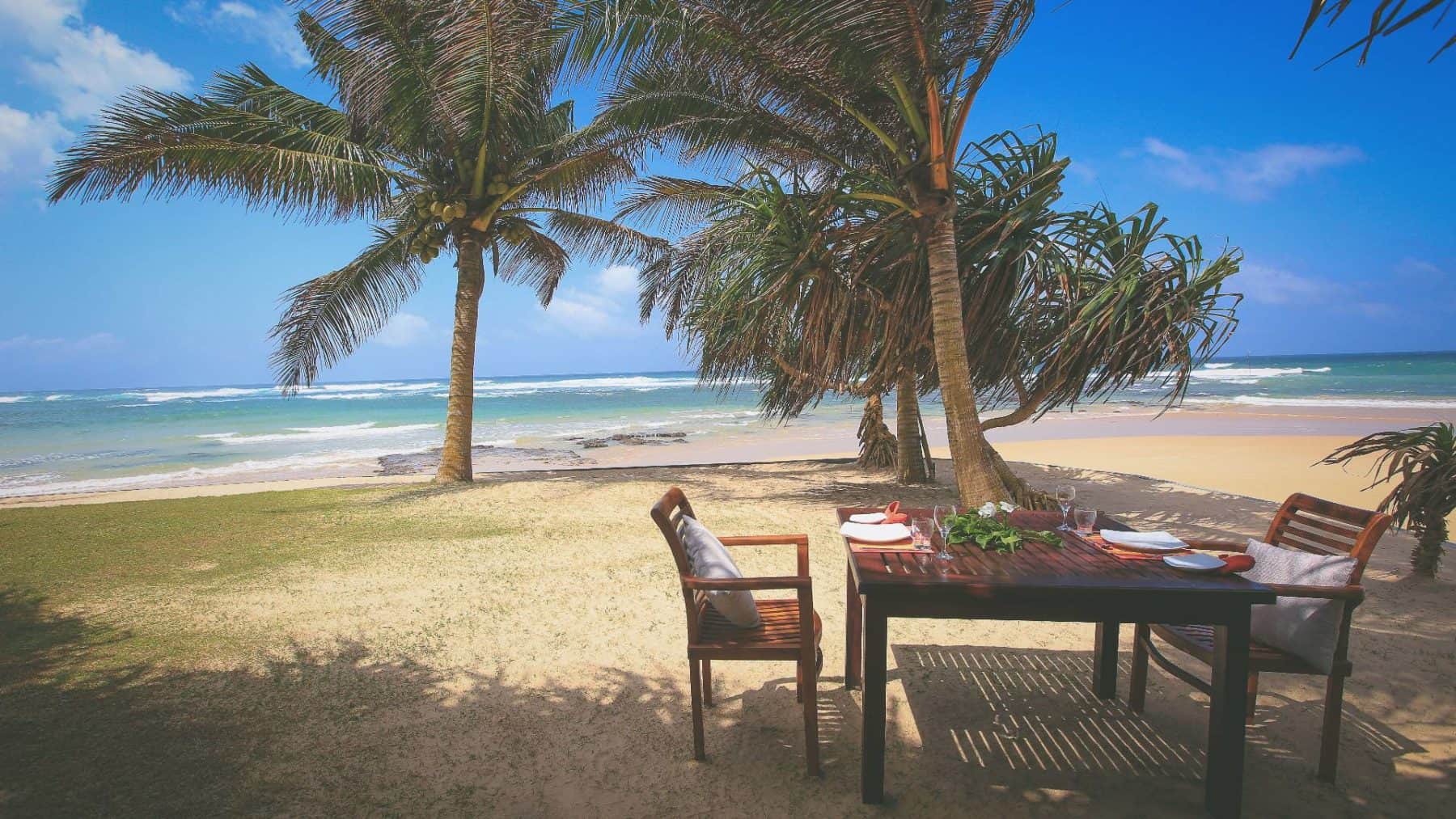 Dining table on south point villa beach