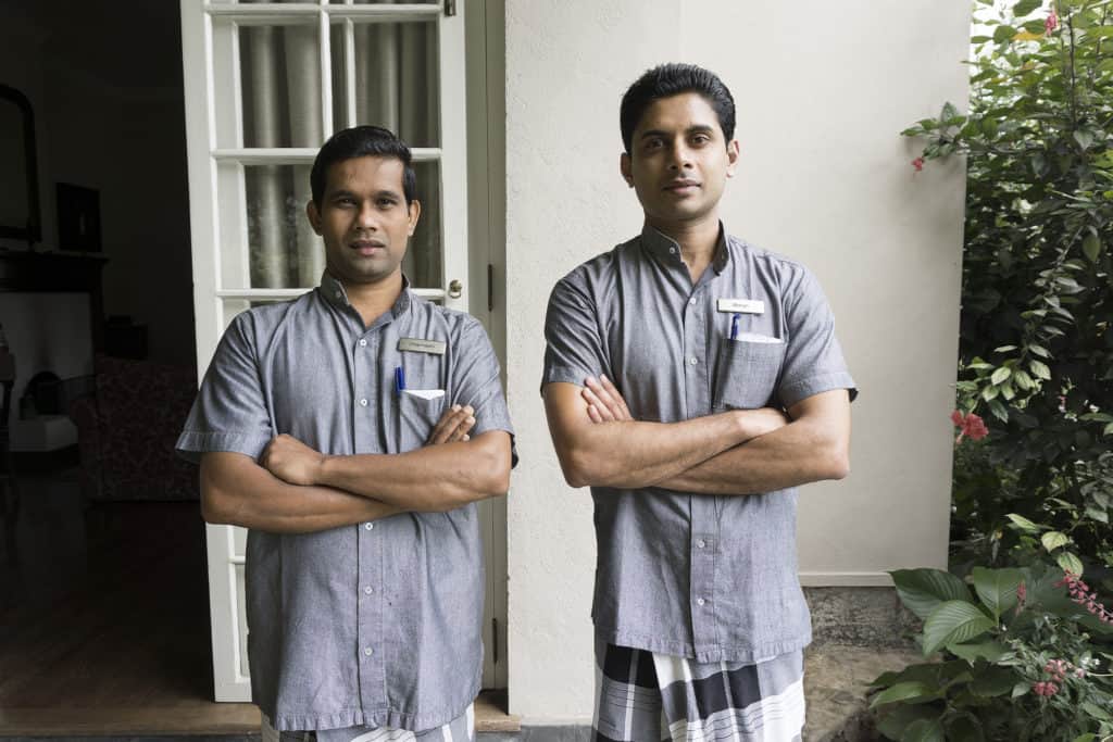 Staff members at a hotel in Sri Lanka
