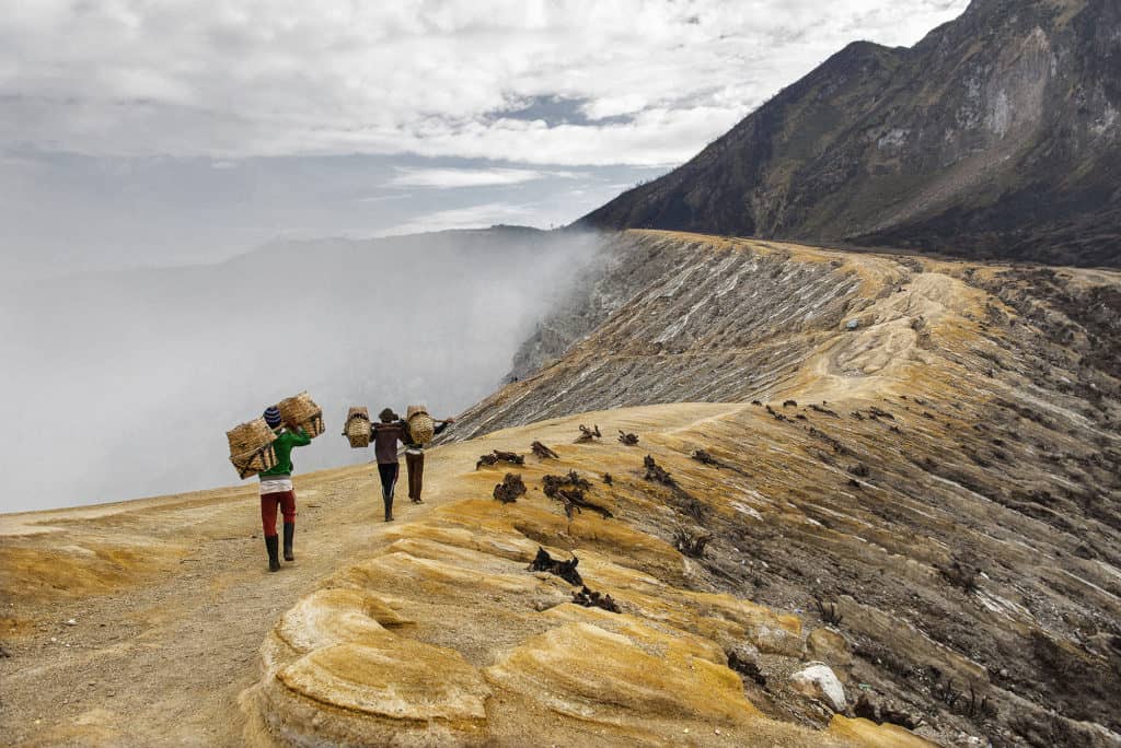 Sulphur Mining Mount Ijen on Java