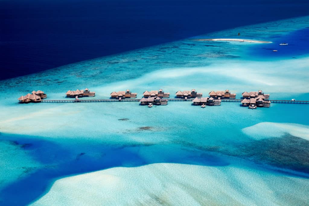 Over water Villas in the Maldives from above