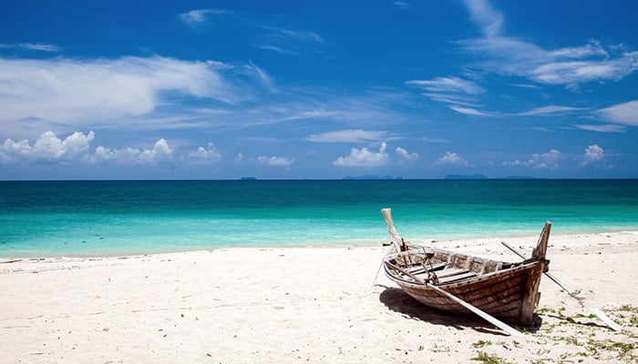 boat on a beach in Koh Lanta