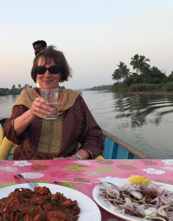 Traveller having dinner in Kerala