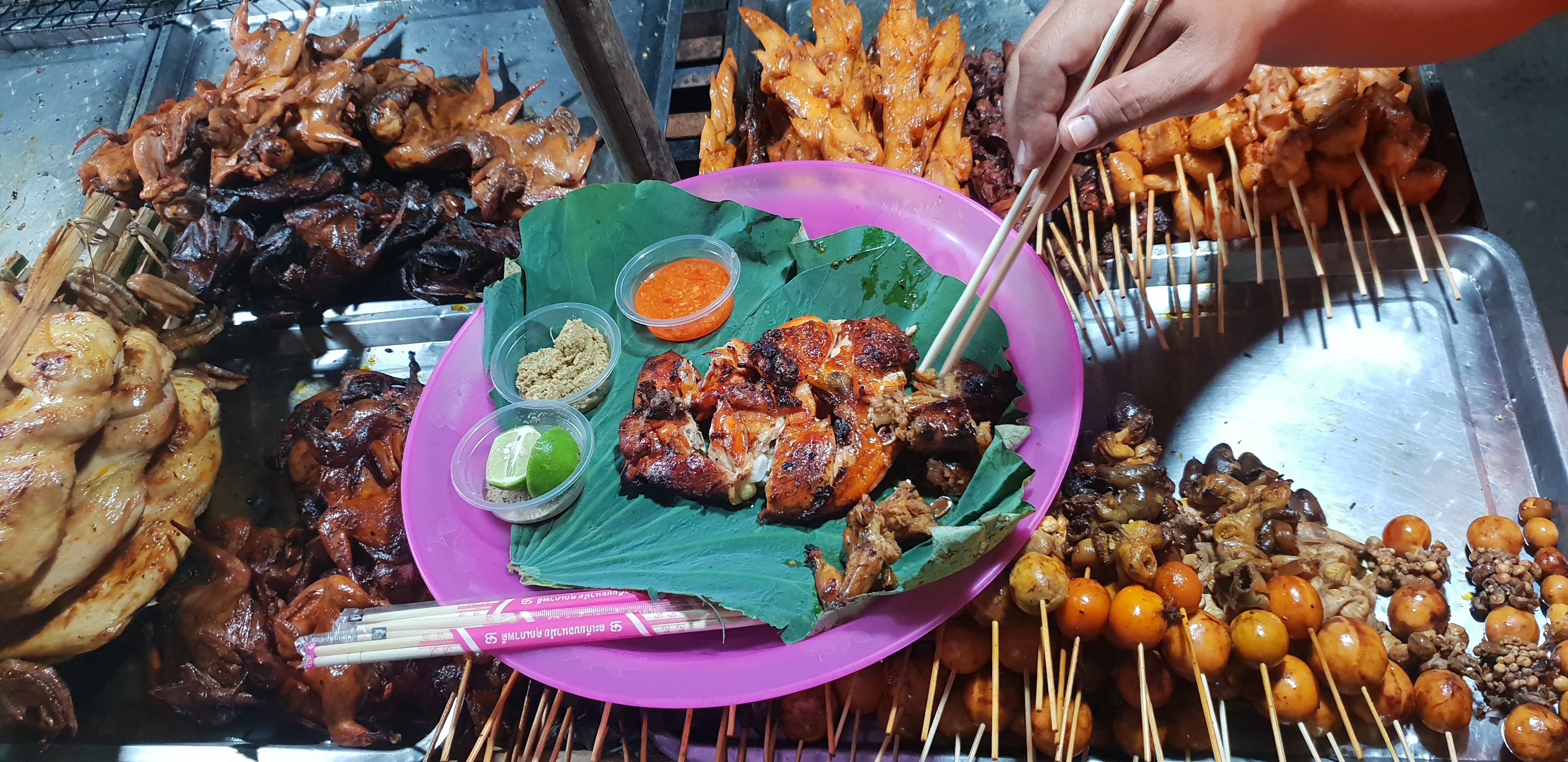 Street food in Cambodia at a hawker stall