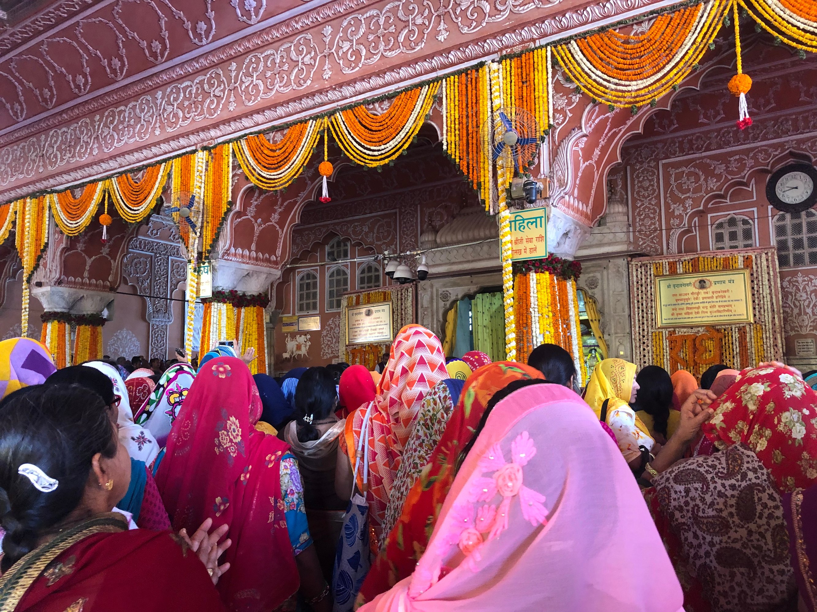 Traditional celebration of Holi festival at temple