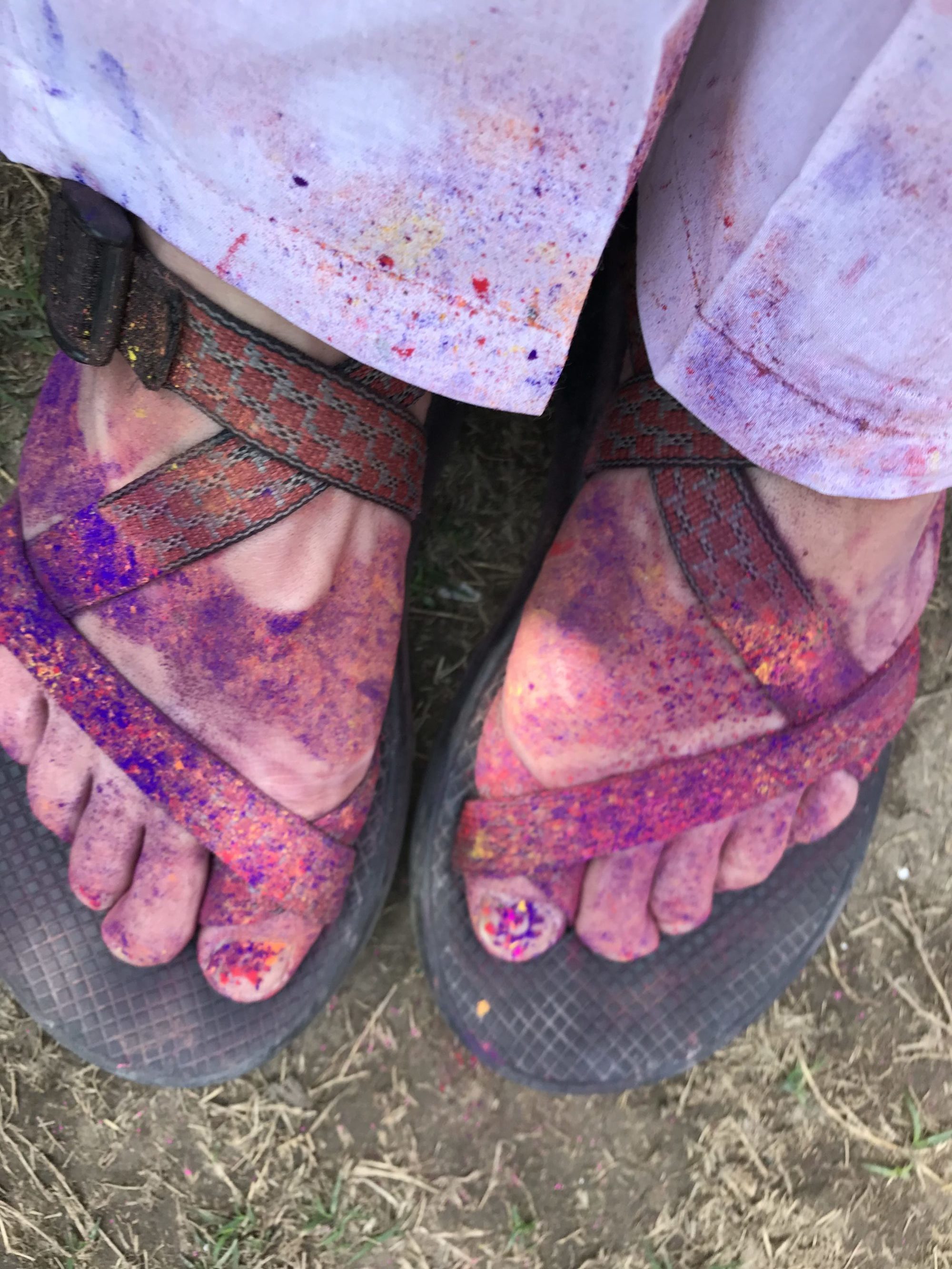 Feet covered with dye from Holi Festival