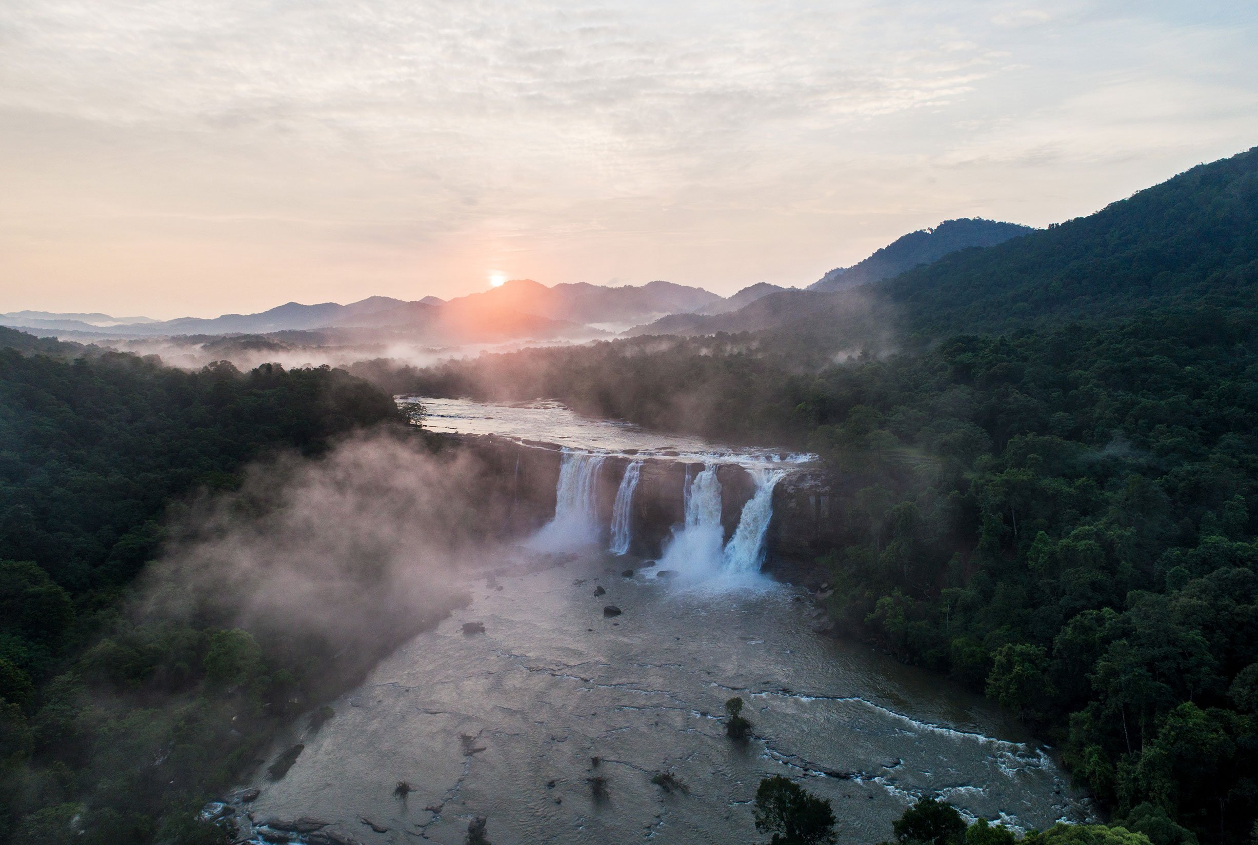 Birdseye view of Athriappilly Falls in Kerala