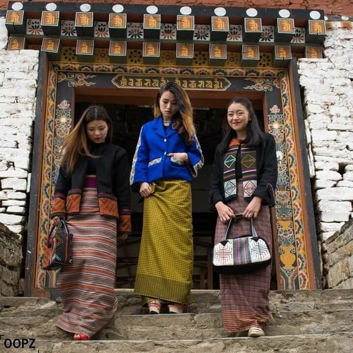 Women wearing national dress in Bhutan