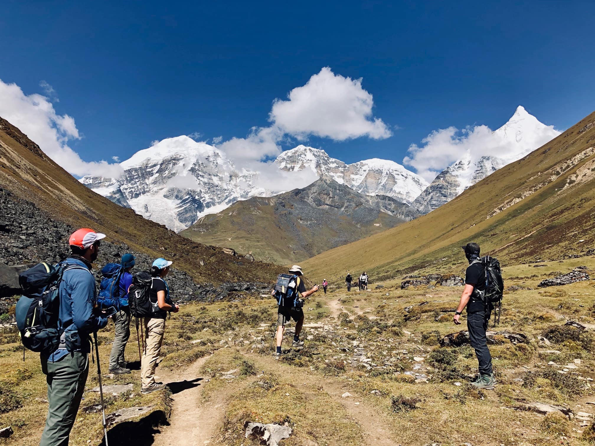 Snow capped mountains on the snowman trek in Bhutan