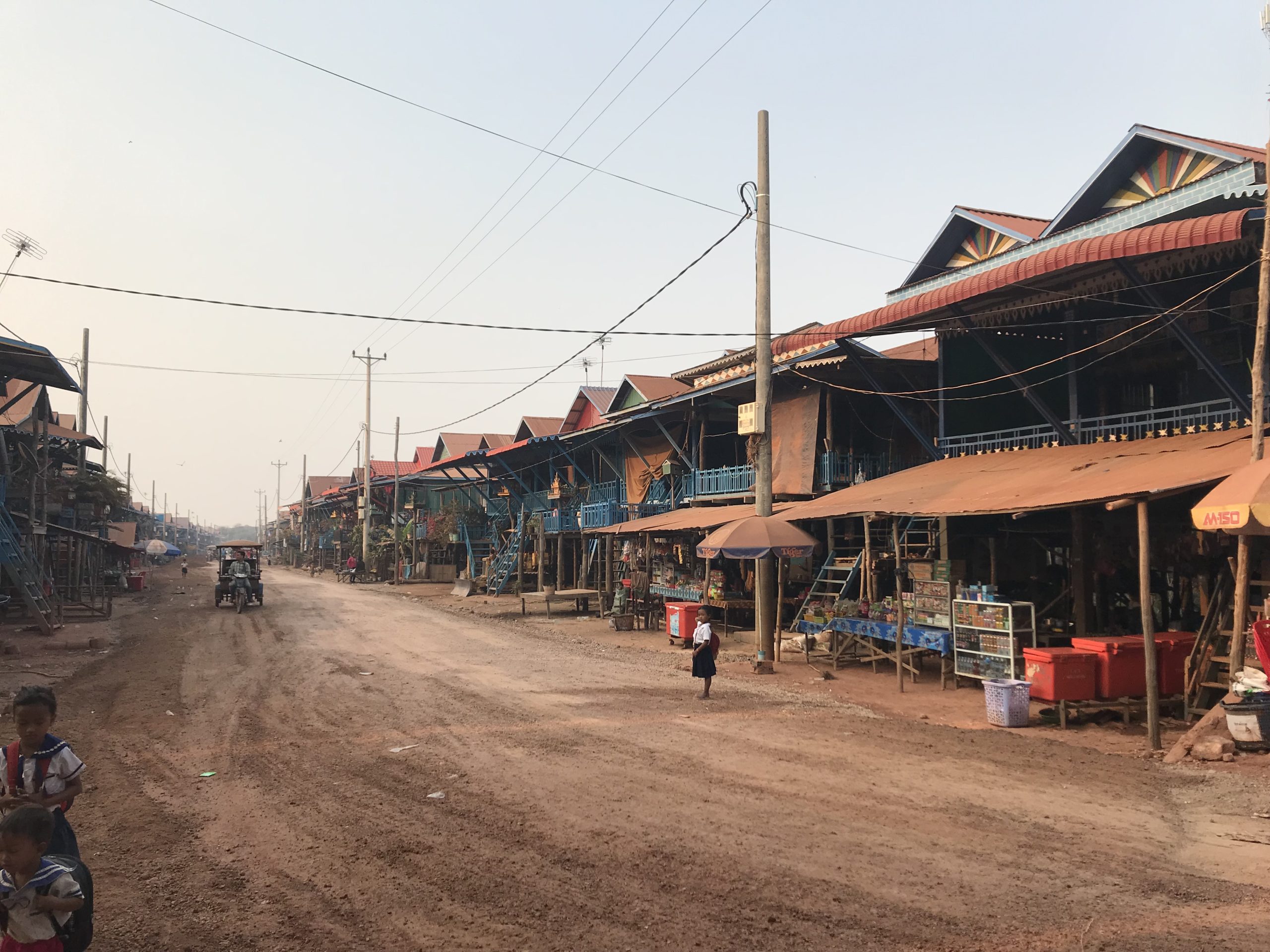 A quiet road in Kampong Phluk just after sunrise