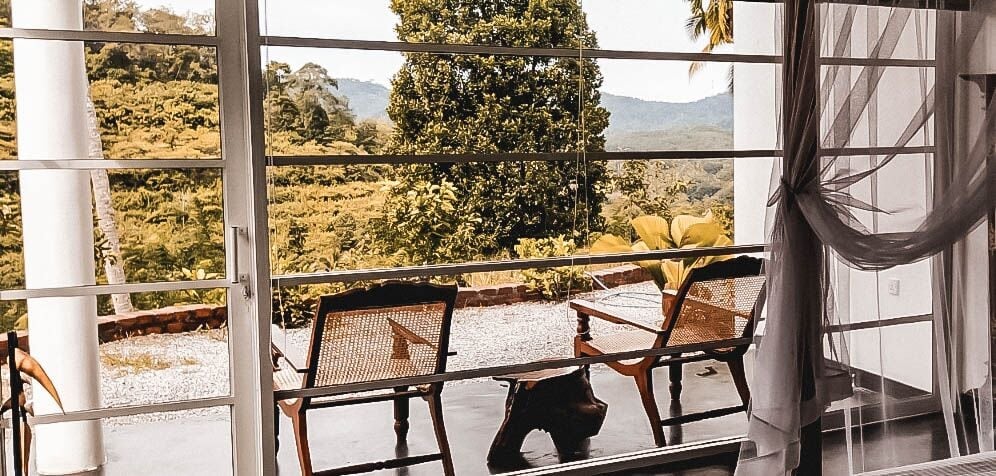 Flame Tree Estate Hotel Balcony looking onto hills