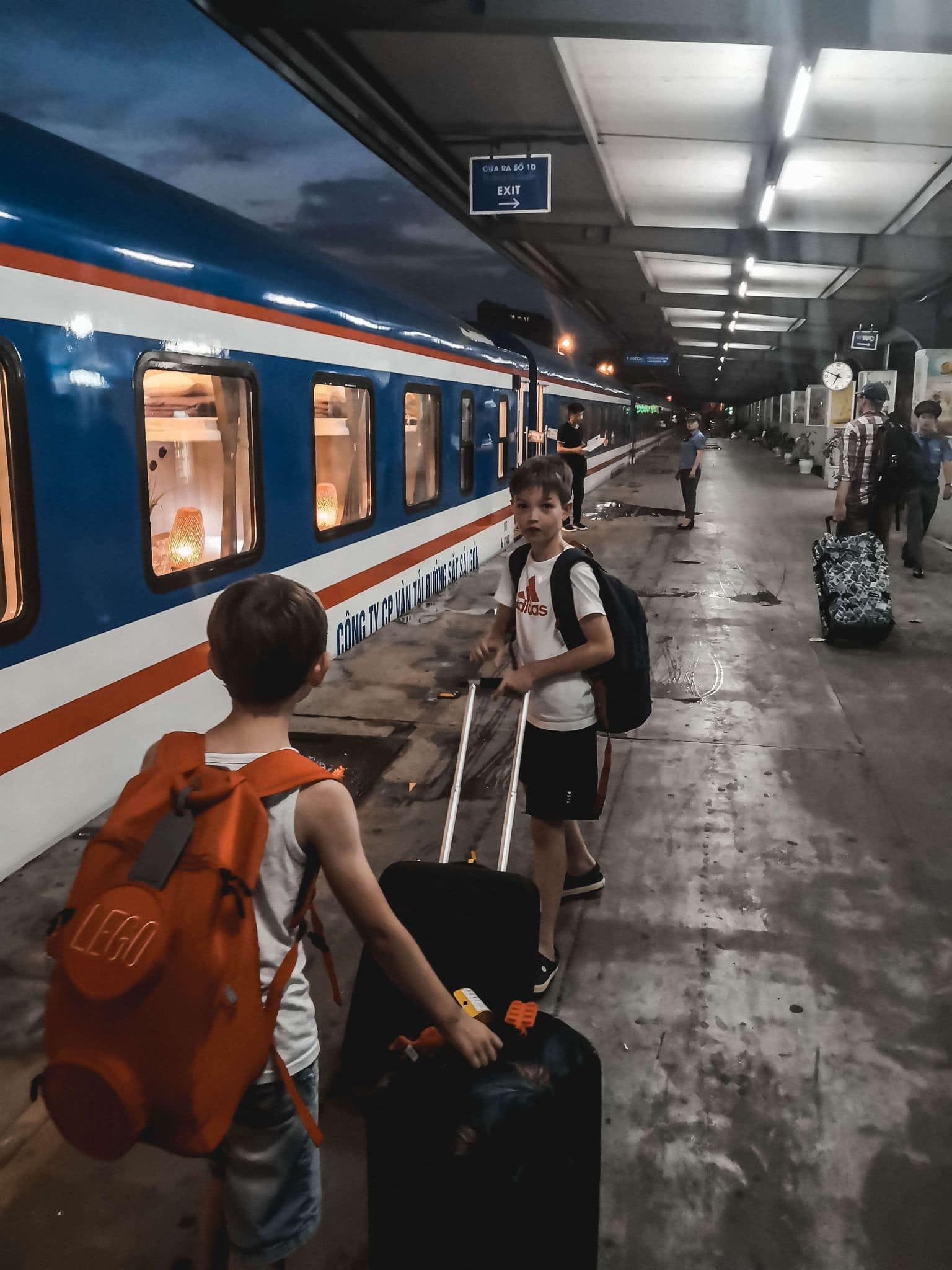 Getting ready to sleep on an overnight train journey in Vietnam