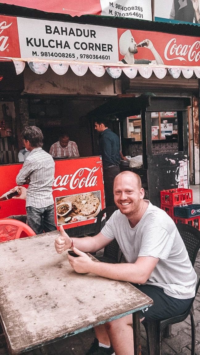 Curious Traveller on a street food tour in Amritsar waiting for Kulcha