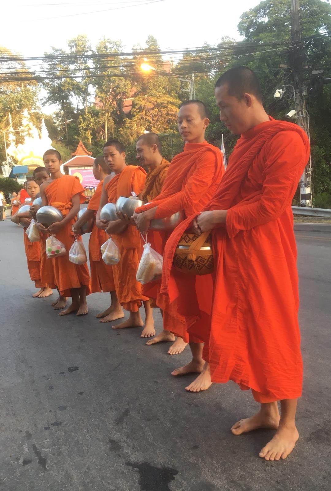 Monks giving alms in Luang Prabang at sunrise