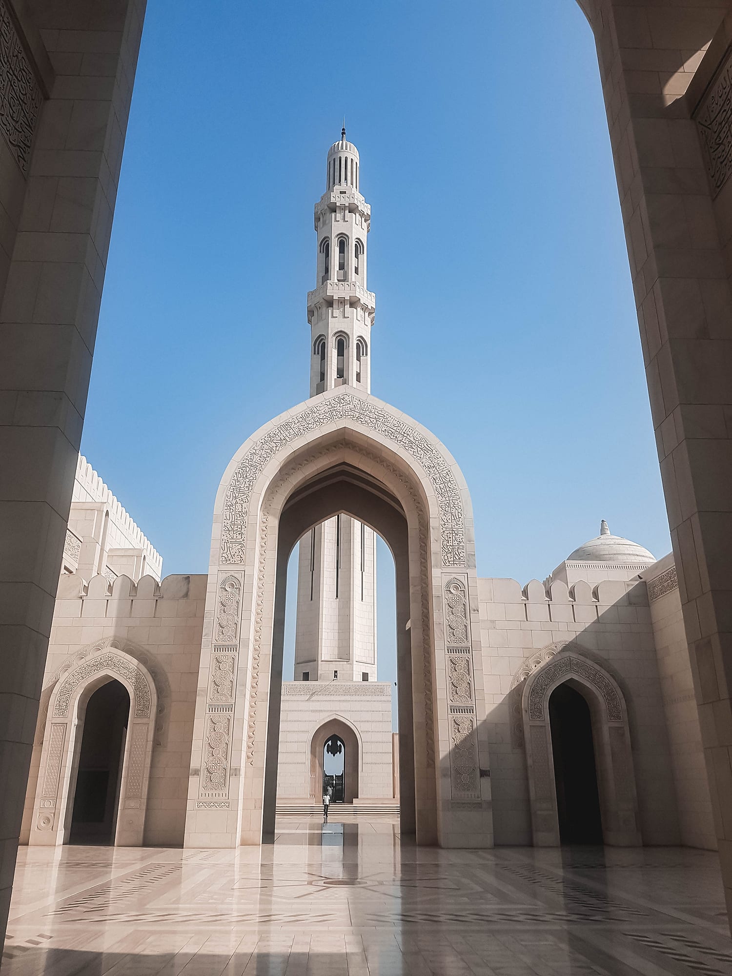 Sultan Qaboos Grand Mosque in Muscat is an example of Islamic architecture in Oman