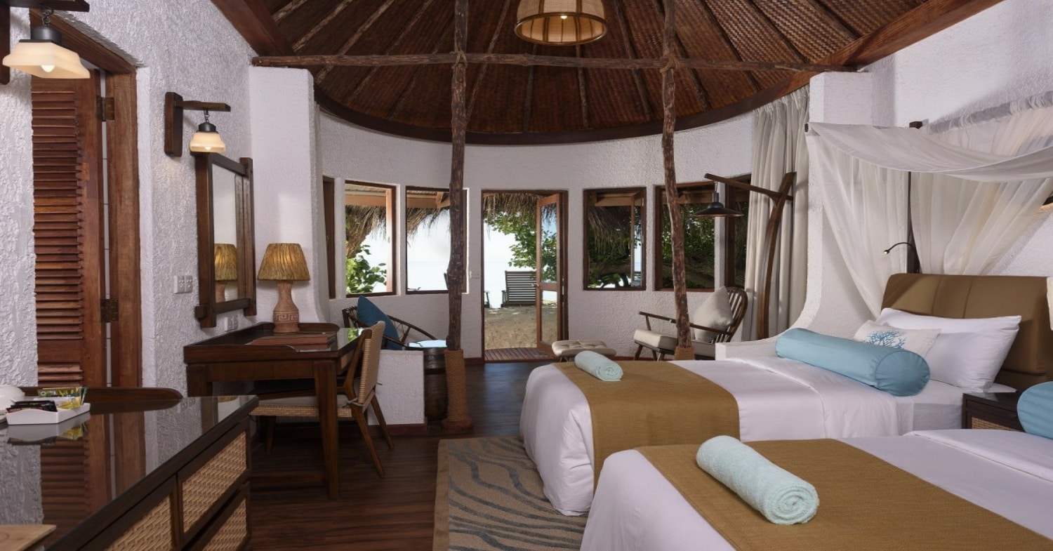 Interior shot of room at Makunudu Island Resort