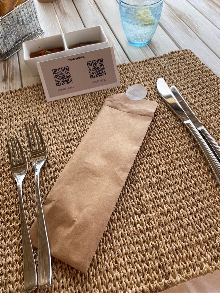 Dining set up during Covid times at Finolhu