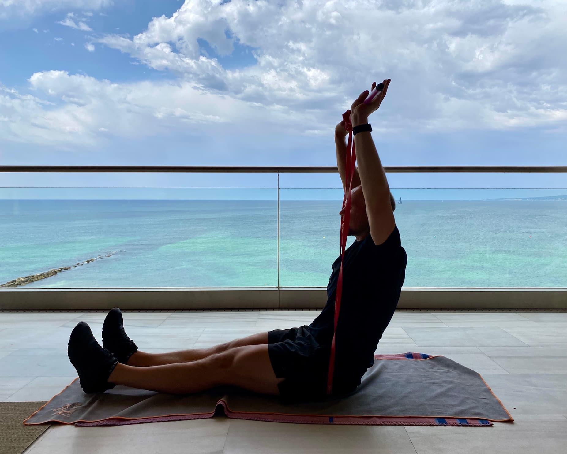 Matt training on the balcony in Spain