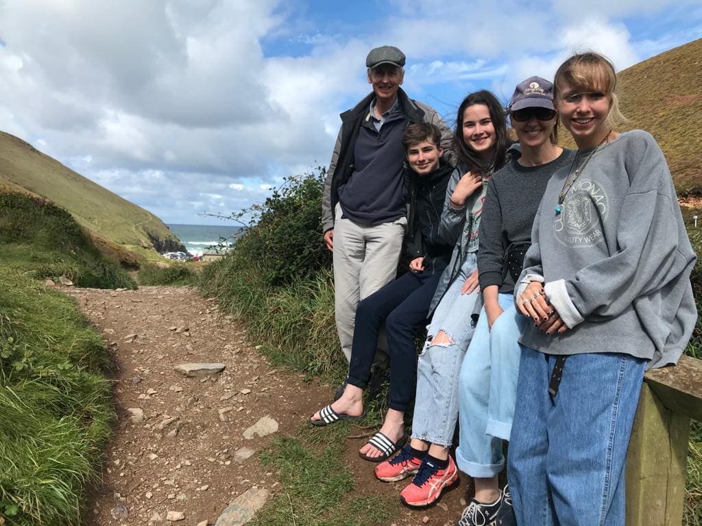 Sam exploring with her family in cornwall