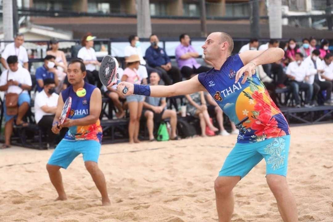 Tom playing Beach Tennis is Thailand