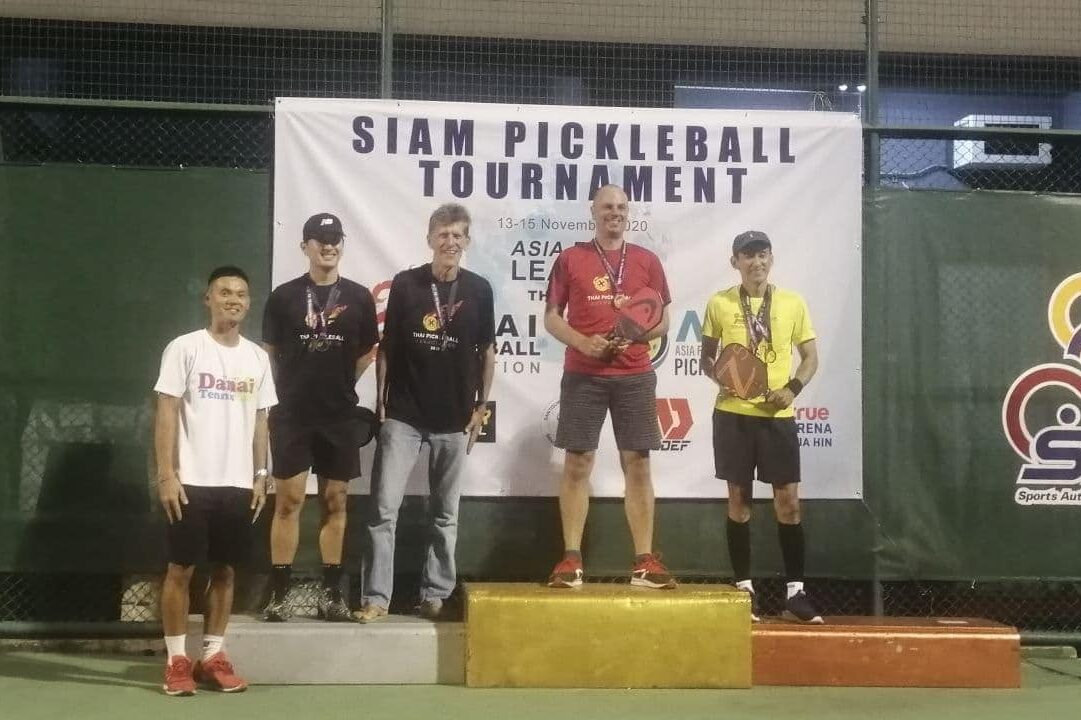 Tom winning Pickleball tournament in Thailand