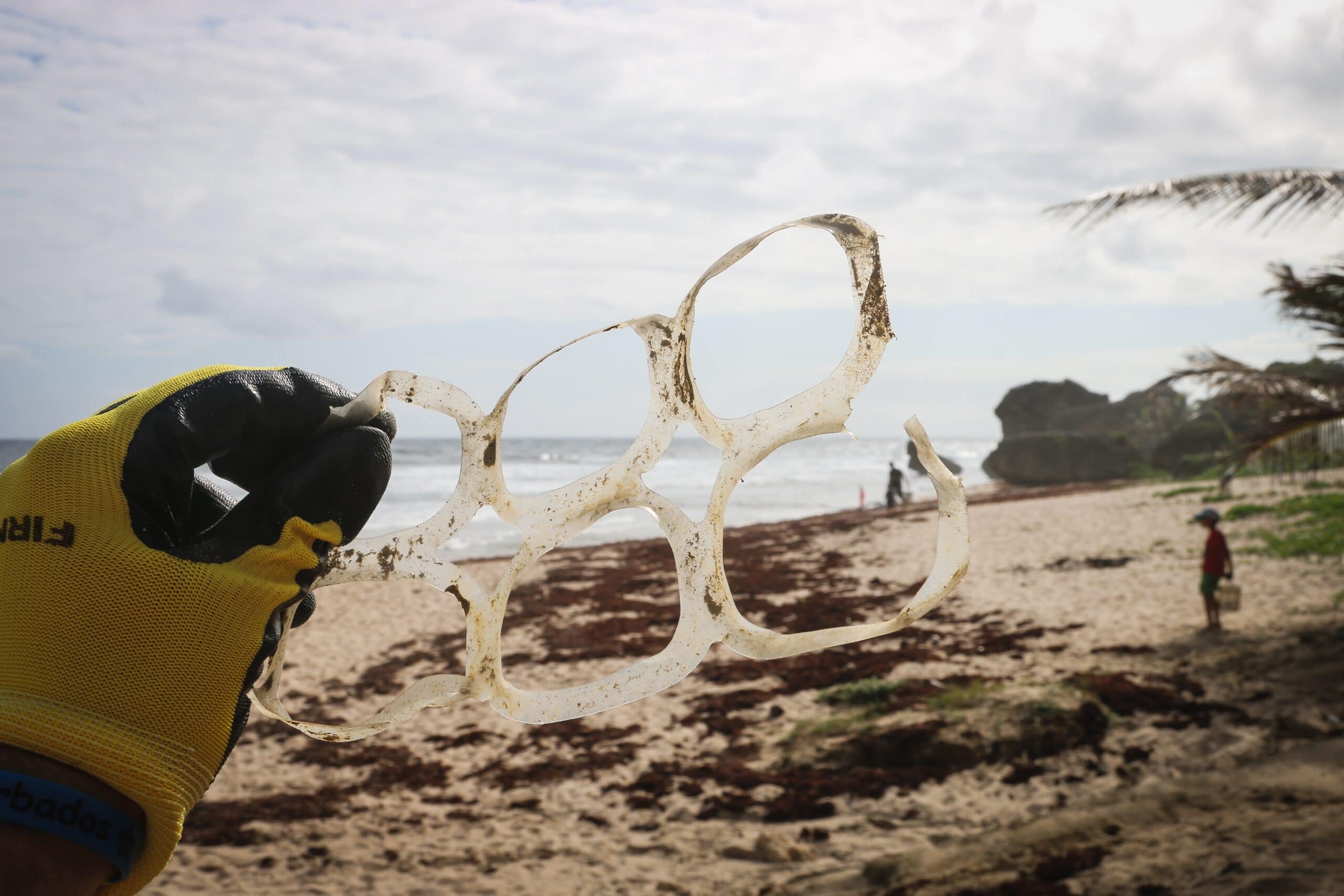 Disposable plastic found on a beach