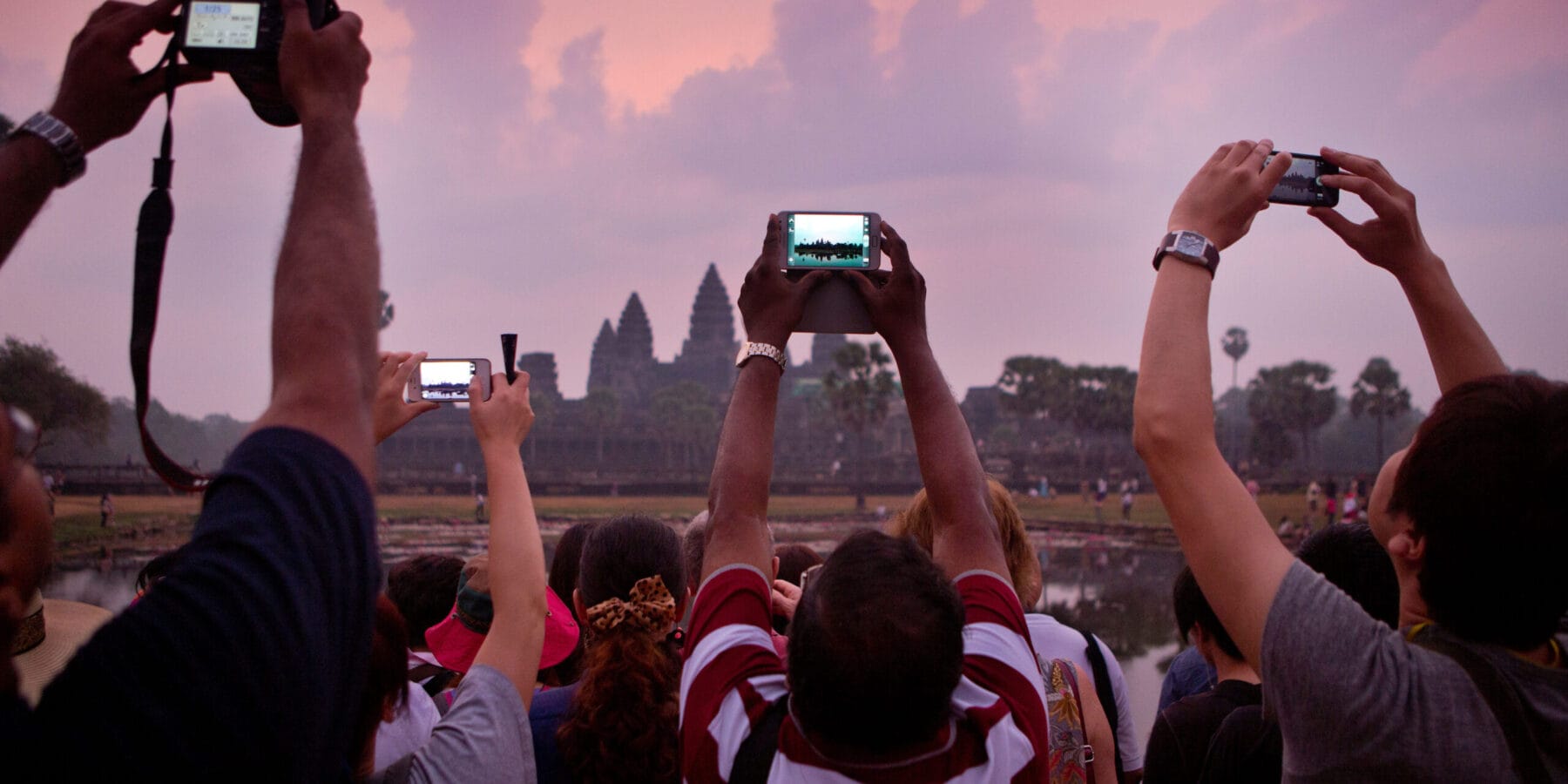 Taking a picture of Angkor Wat Sunrise